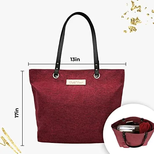 PortoVino Burgundy Wine Tote Bag - Holds 2 Bottles - Perfect for Travel, Concerts, Parties & Bachelorettes!