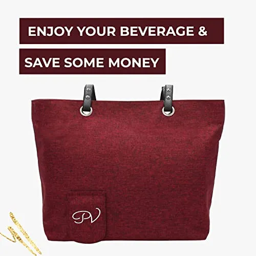 PortoVino Burgundy Wine Tote Bag - Holds 2 Bottles - Perfect for Travel, Concerts, Parties & Bachelorettes!