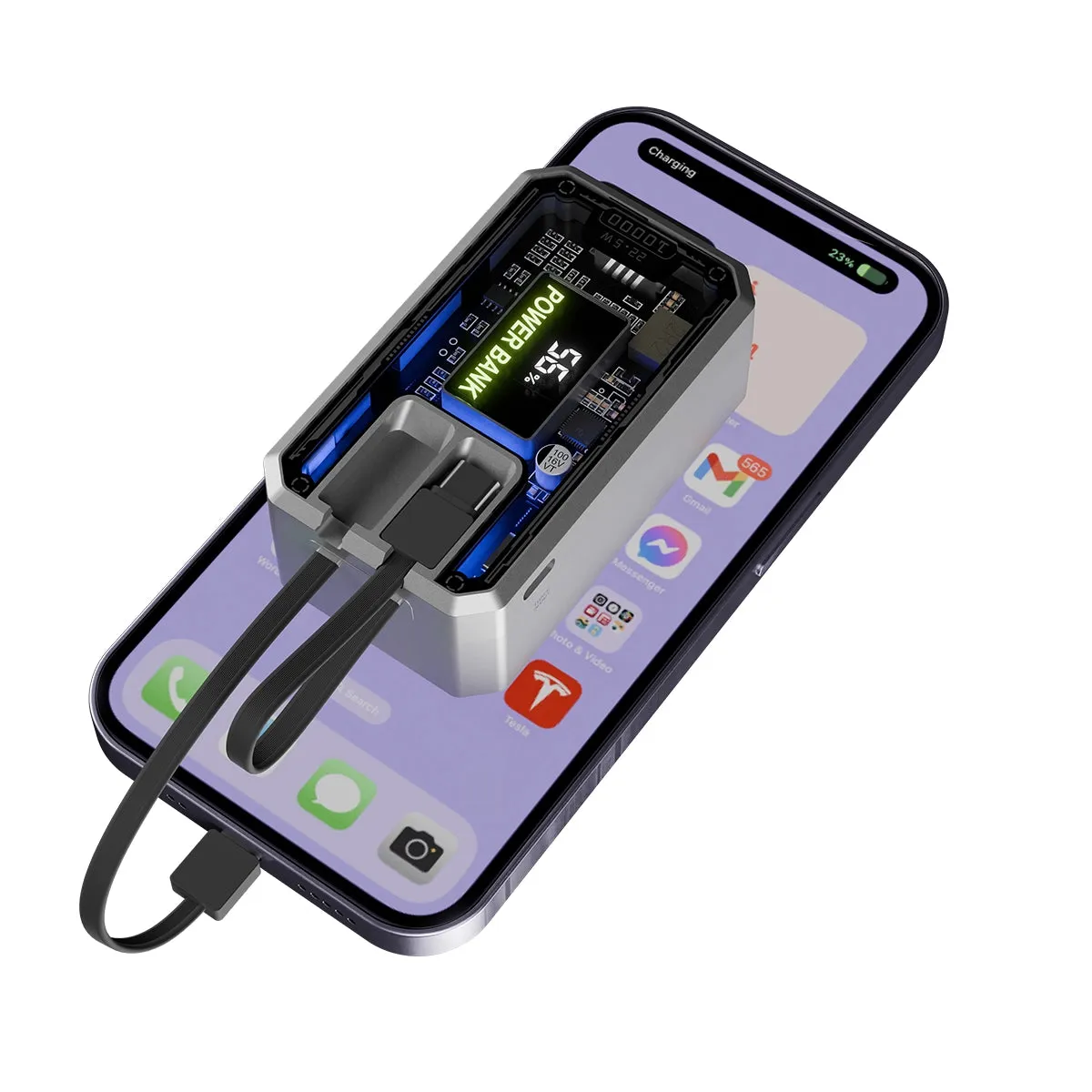 POwER Plus Ultra Transparent Powerbank With 10000mAh Battery power