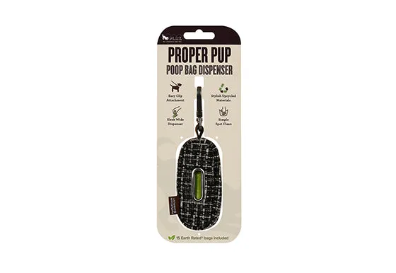 Proper Pup Dog Poop Bag Dispenser, Tweed Black/Grey by P.L.A.Y.