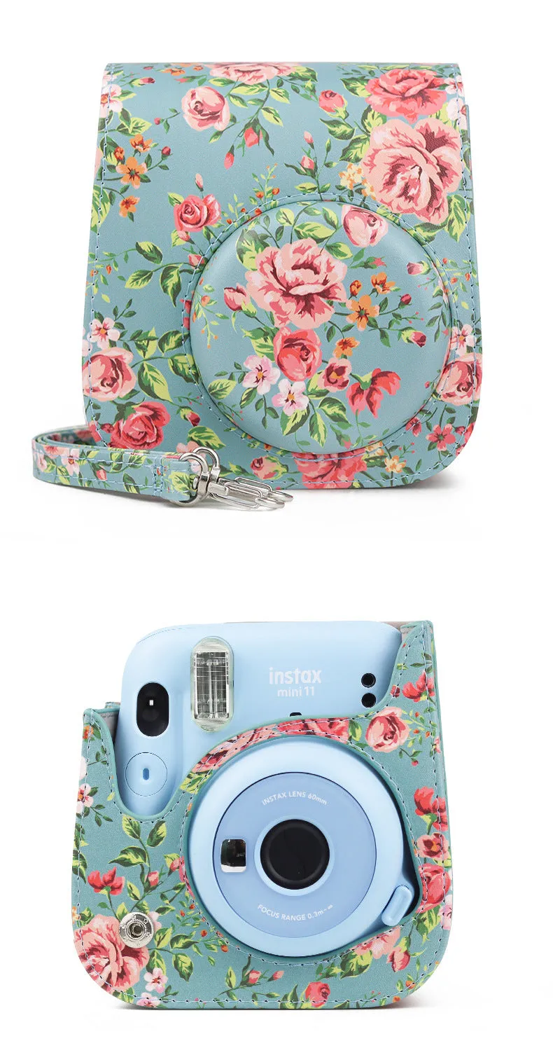 Pu Plant Flower Camera Protective Case for Fuji Instax Mini11/9/8 Camera