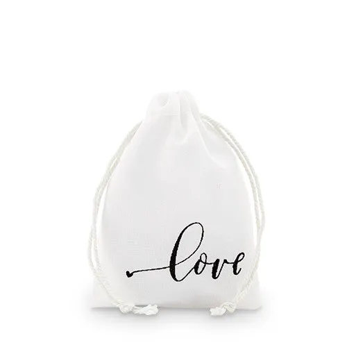 "love" Print Muslin Drawstring Favor Bag - Small