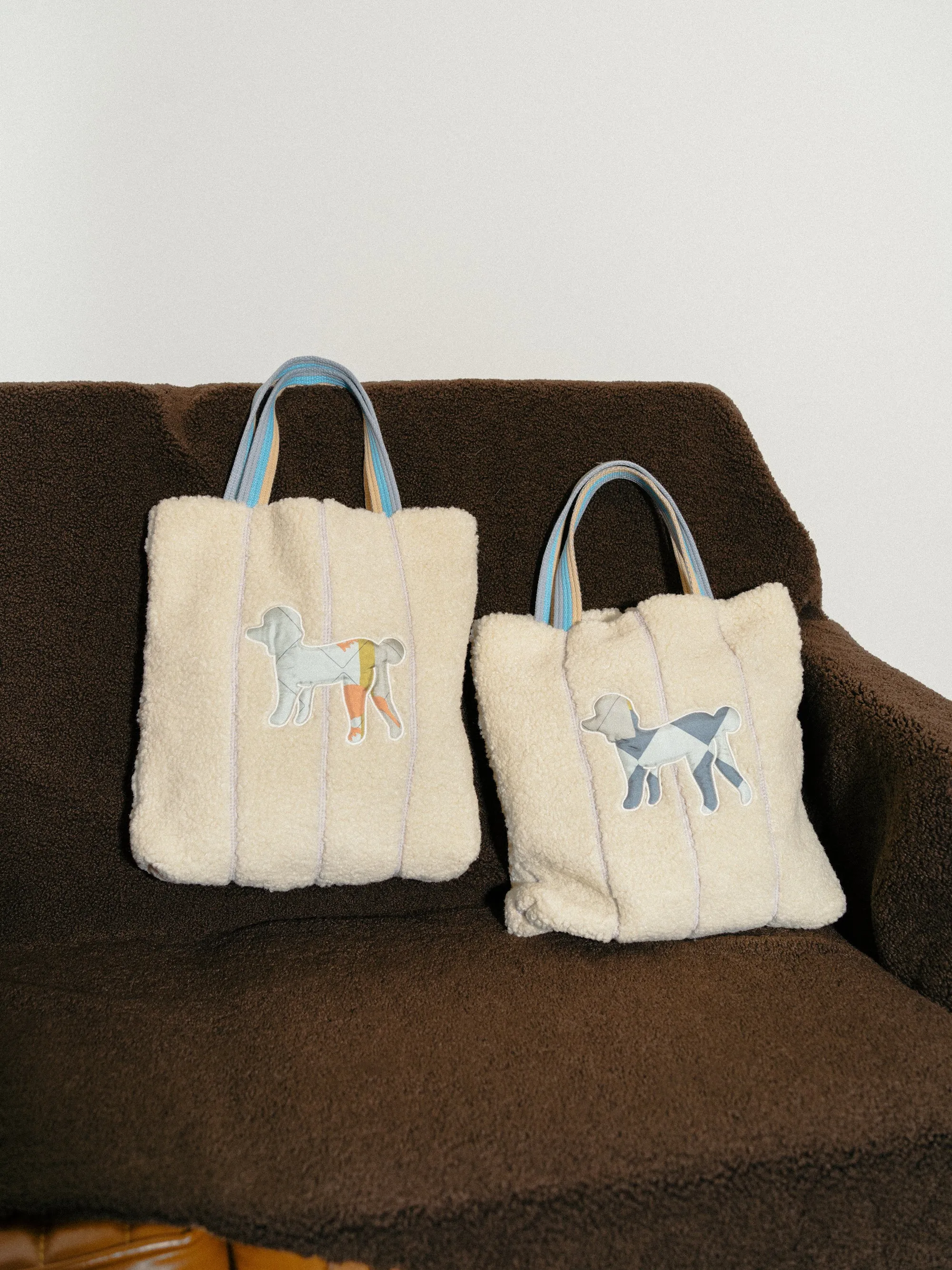 "Pan Pan" Shearling Tote Bag - White