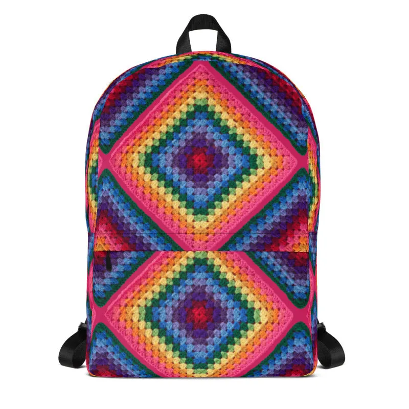 'Rainbow Soul' Crochet Print Backpack