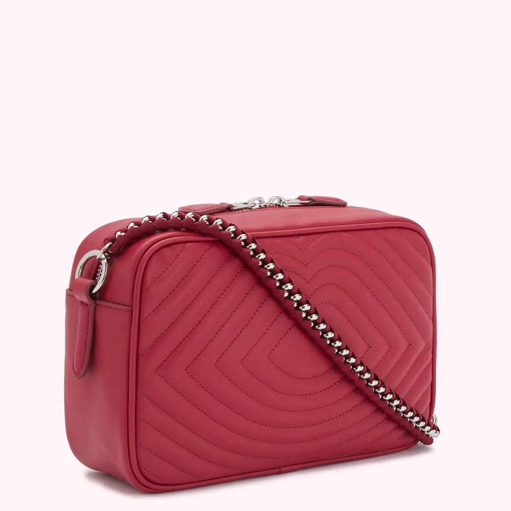 RASPBERRY LIP QUILTED BELLA CROSSBODY BAG