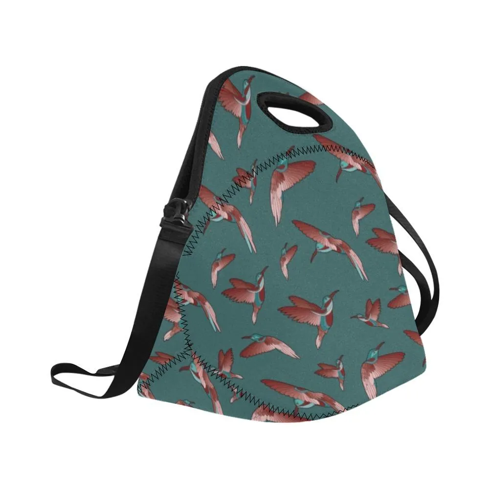 Red Swift Turquoise Neoprene Lunch Bag/Large