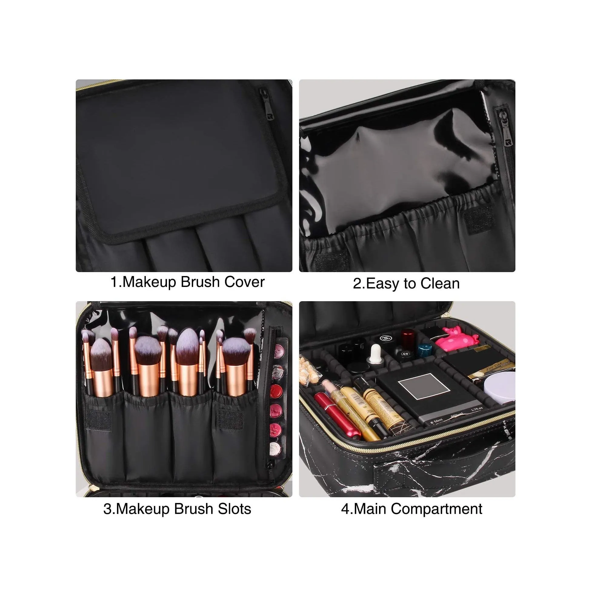 Relavel Travel Makeup Train Case Makeup Cosmetic Case Organizer Portable Artist Storage Bag with Adjustable Dividers