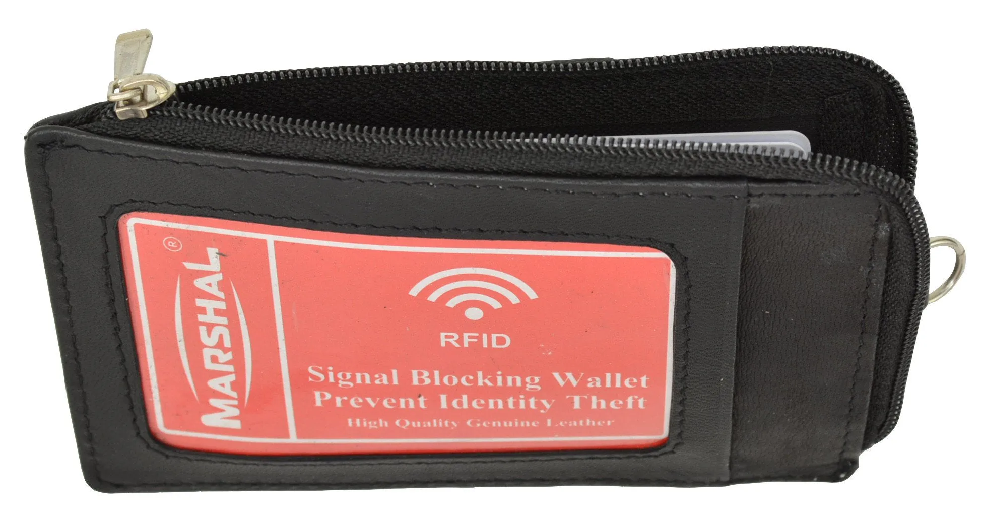 RFID Blocking Premium Genuine Leather Credit Card Holder Zipper ID Neck Wallet RFID P 470