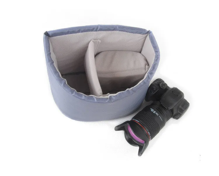 Semicircle Gray DSLR Camera Bag Insert One Body Two Lens B38