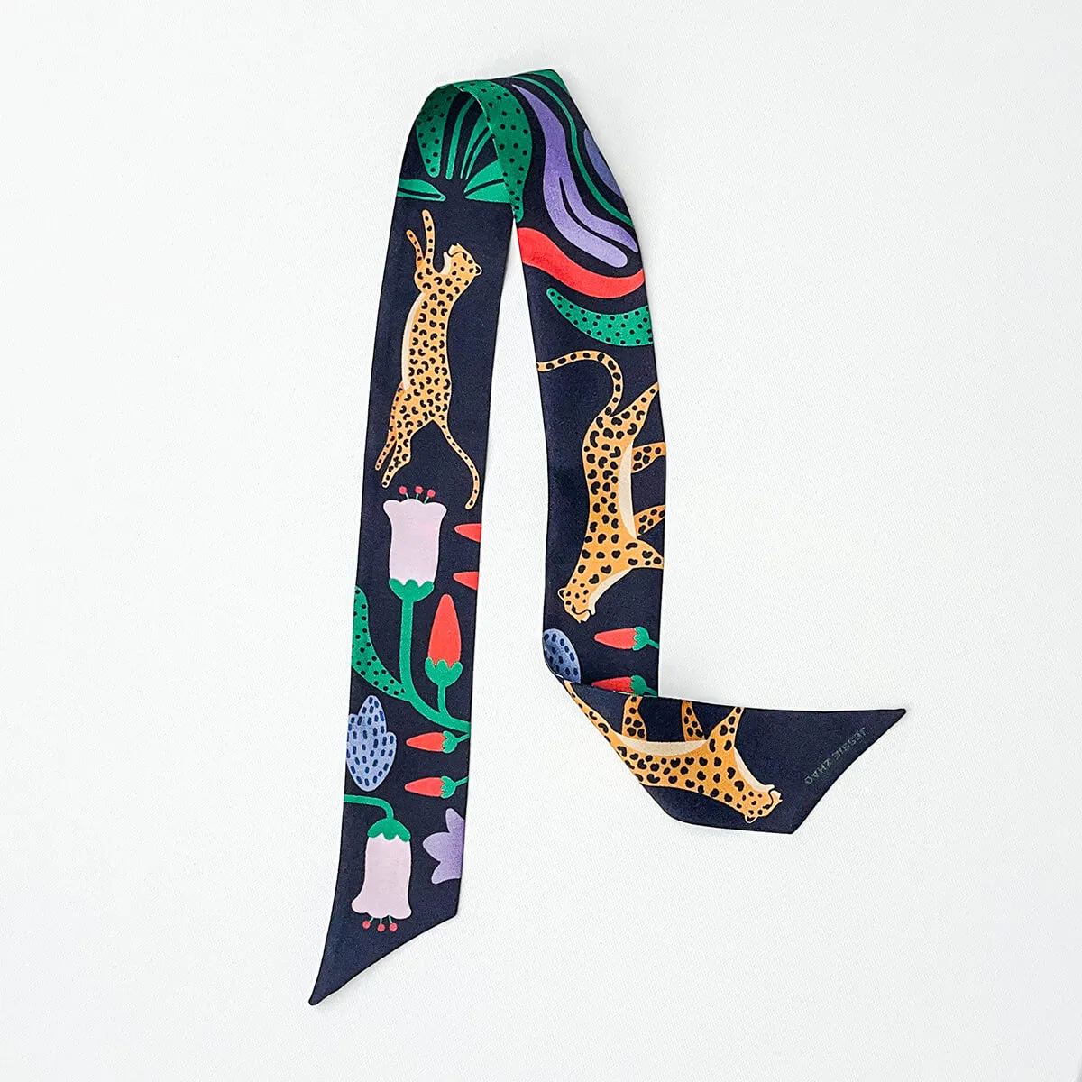 Silk Skinny Scarf Of Jungle Night