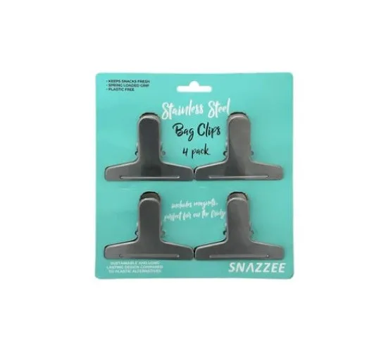 Snazzee S/Steel Bag Clips W Magnet 4 Pk