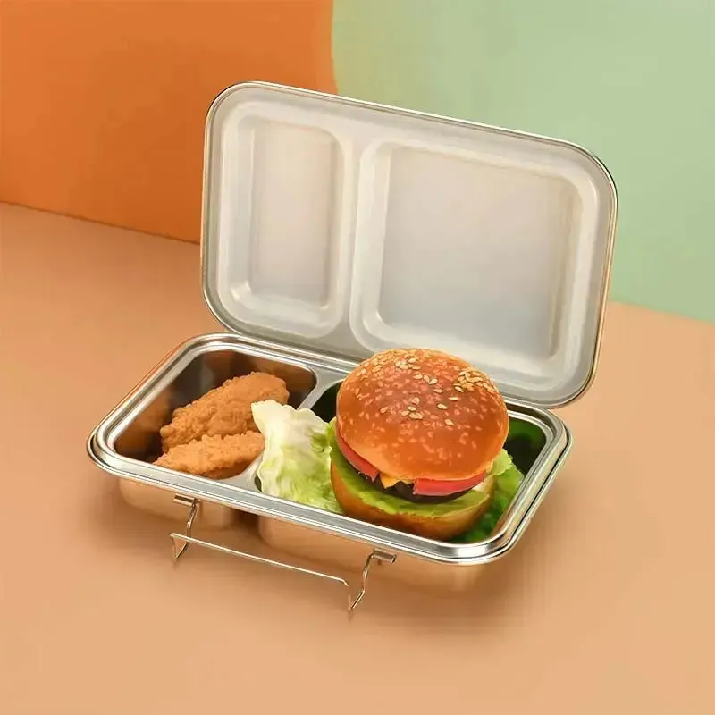 Stainless Steel Clamshell Lunch Box Bento Box with 2 or 5 Compartments