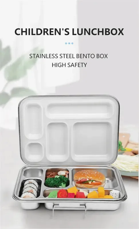 Stainless Steel Clamshell Lunch Box Bento Box with 2 or 5 Compartments