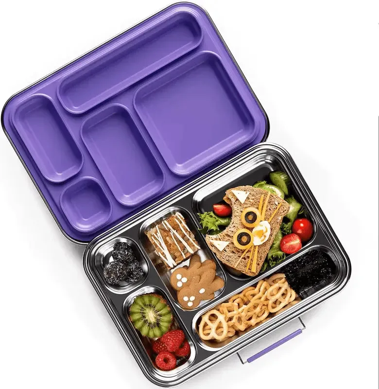 Stainless Steel Clamshell Lunch Box Bento Box with 2 or 5 Compartments