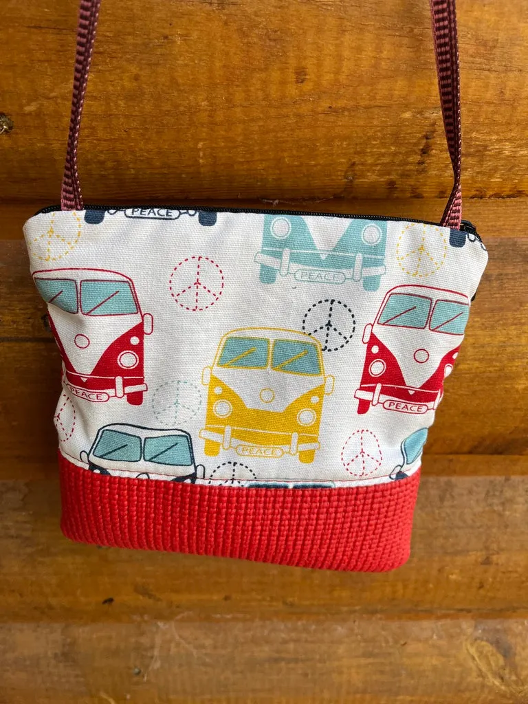 Stella Red Cross Body Purse-VW print fabric