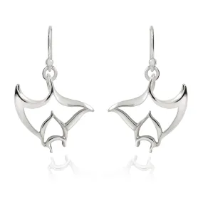 Stingray Drop Earrings Sterling Silver- Manta Ray Dangle Earrings, Stingray Charm Earrings, Manta Ray Dangle Earrings Sterling Silver