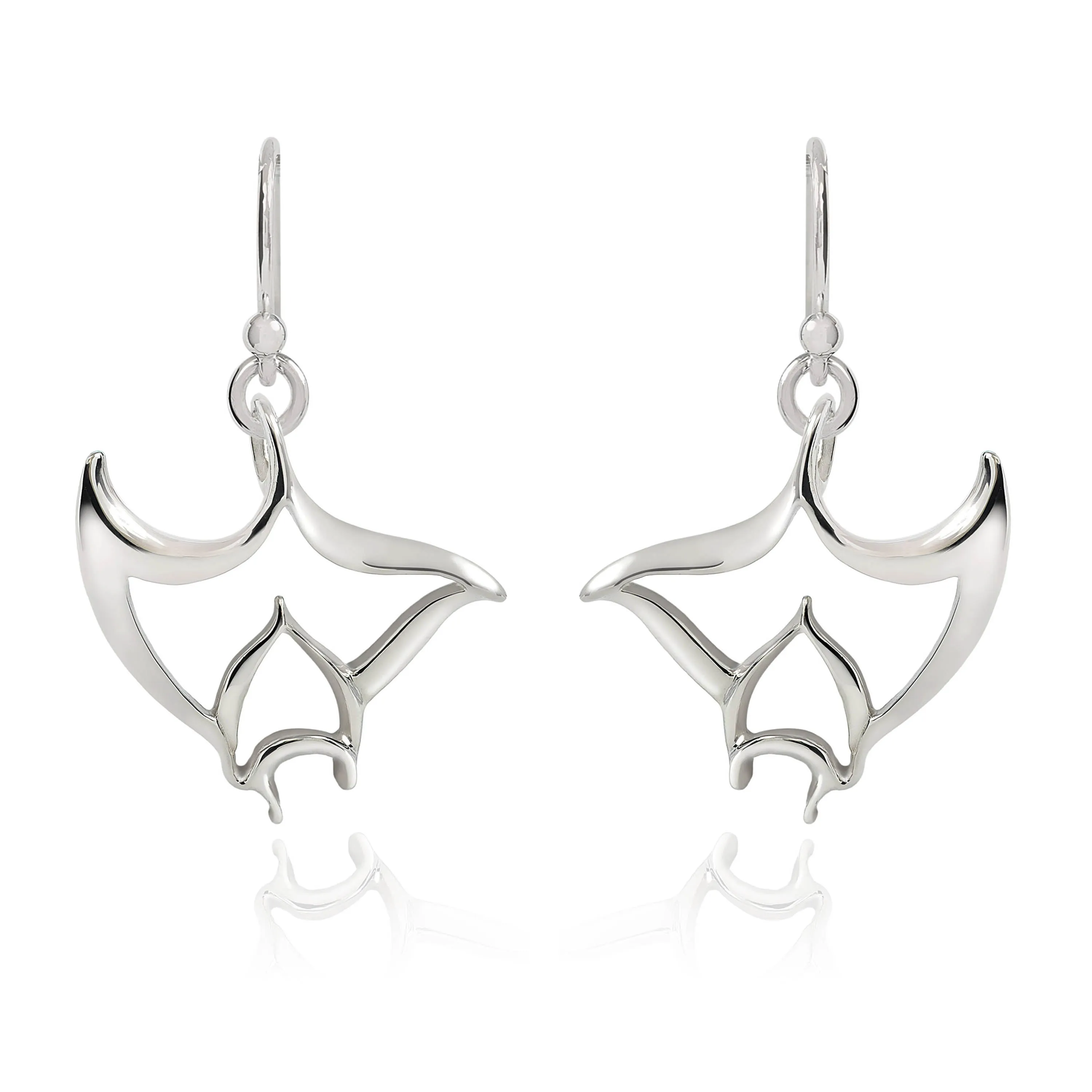 Stingray Drop Earrings Sterling Silver- Manta Ray Dangle Earrings, Stingray Charm Earrings, Manta Ray Dangle Earrings Sterling Silver