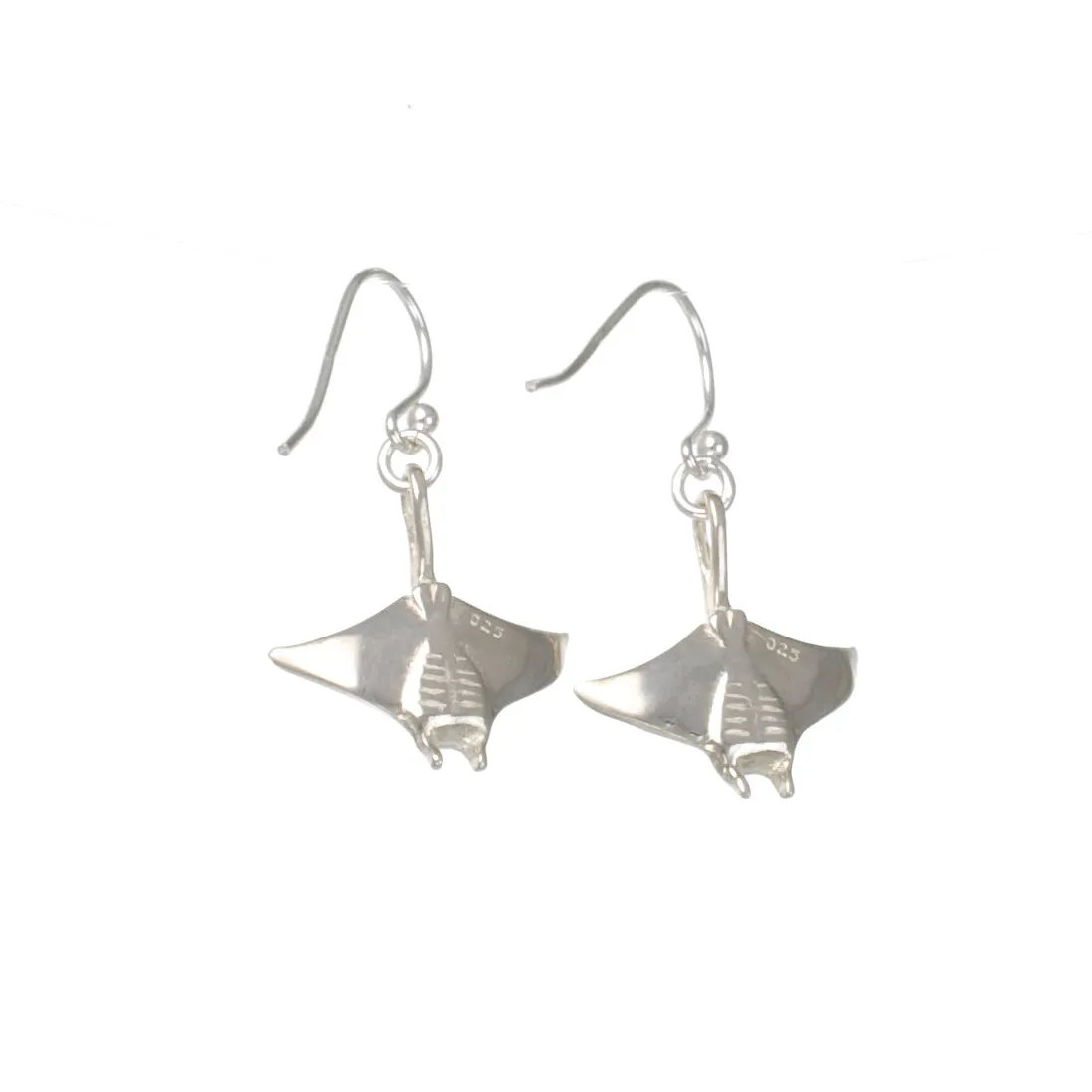 Stingray Earrings Sterling Silver- Manta Ray Sterling Silver Drop Earrings, Manta Ray Earrings, Stingray Charm, Sea Life Sterling Silver Drop Earrings