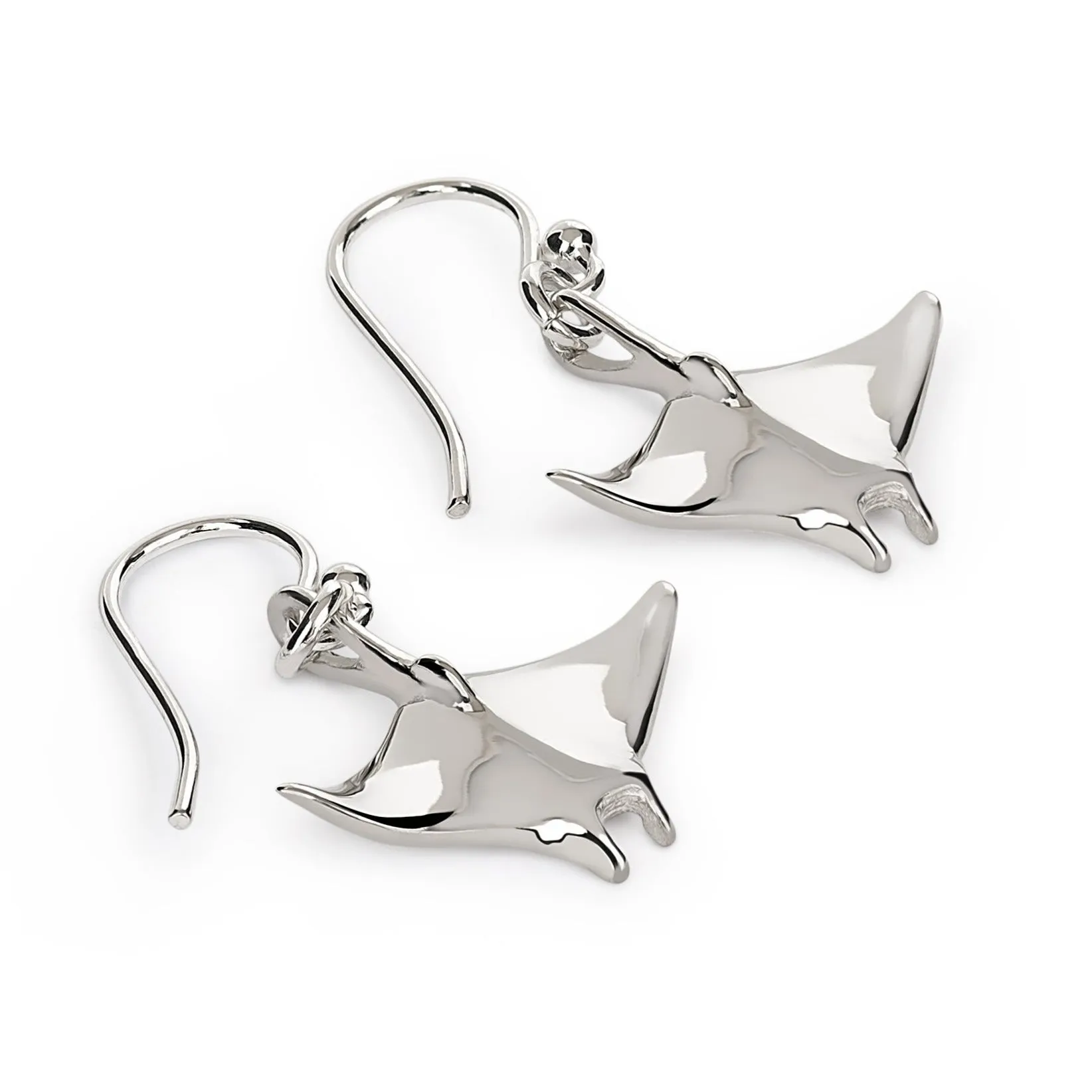 Stingray Earrings Sterling Silver- Manta Ray Sterling Silver Drop Earrings, Manta Ray Earrings, Stingray Charm, Sea Life Sterling Silver Drop Earrings