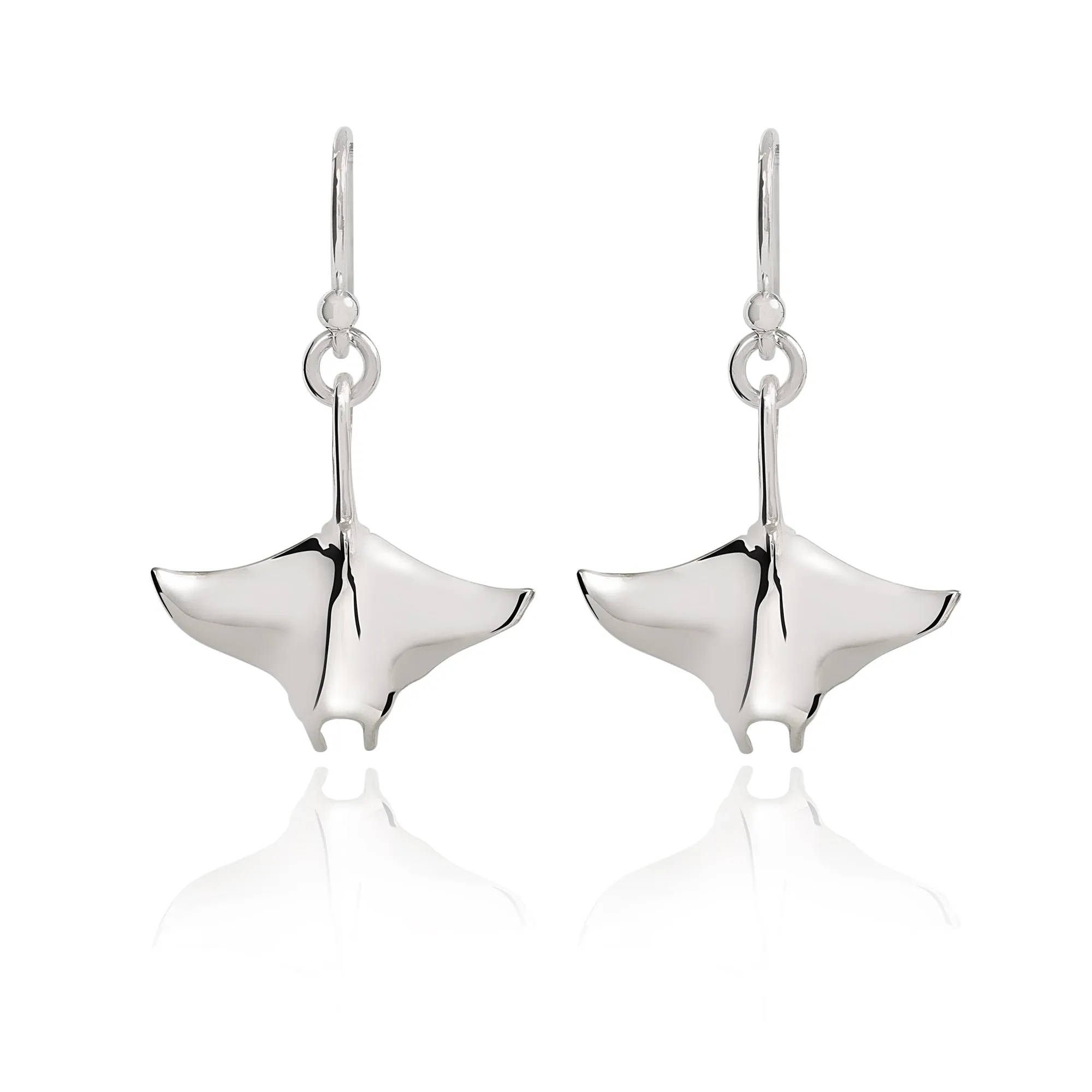 Stingray Earrings Sterling Silver- Manta Ray Sterling Silver Drop Earrings, Manta Ray Earrings, Stingray Charm, Sea Life Sterling Silver Drop Earrings