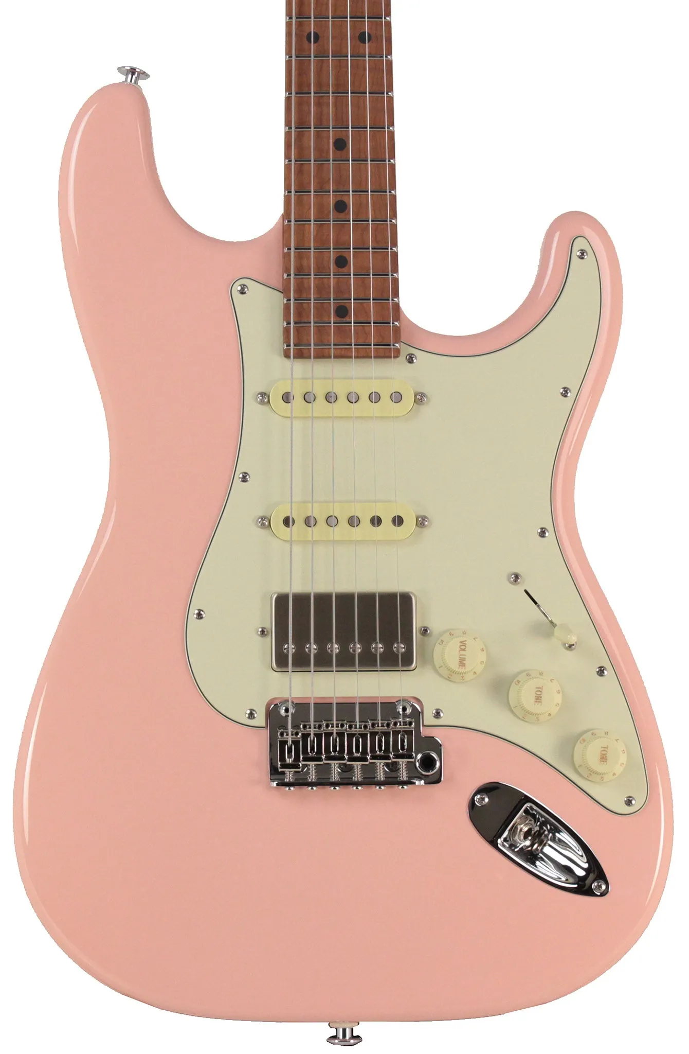 Suhr Select Classic S HSS Roasted Flamed Guitar, Shell Pink, Maple