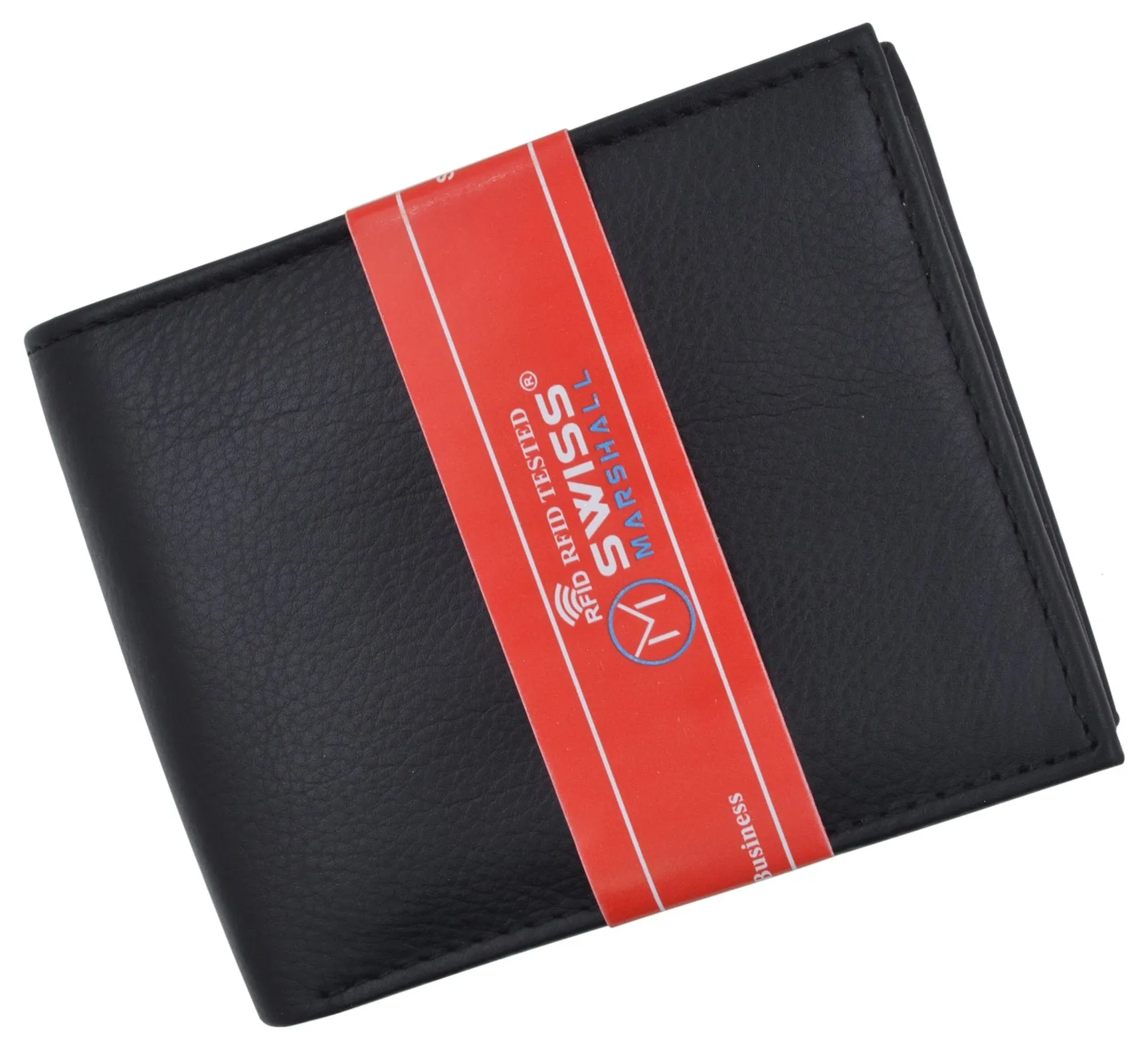 Swiss Marshall RFID Blocking Premium Leather Bifold Center Flap Card ID Wallet Gift Box RFID520052