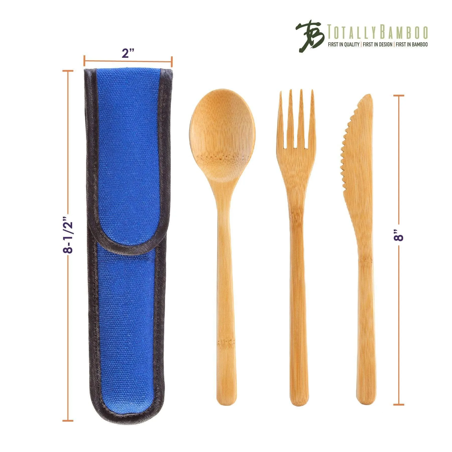 Take-Along Reusable Utensil Set with Blue Travel Case