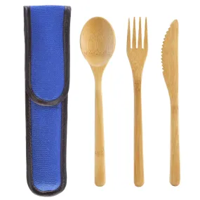 Take-Along Reusable Utensil Set with Blue Travel Case