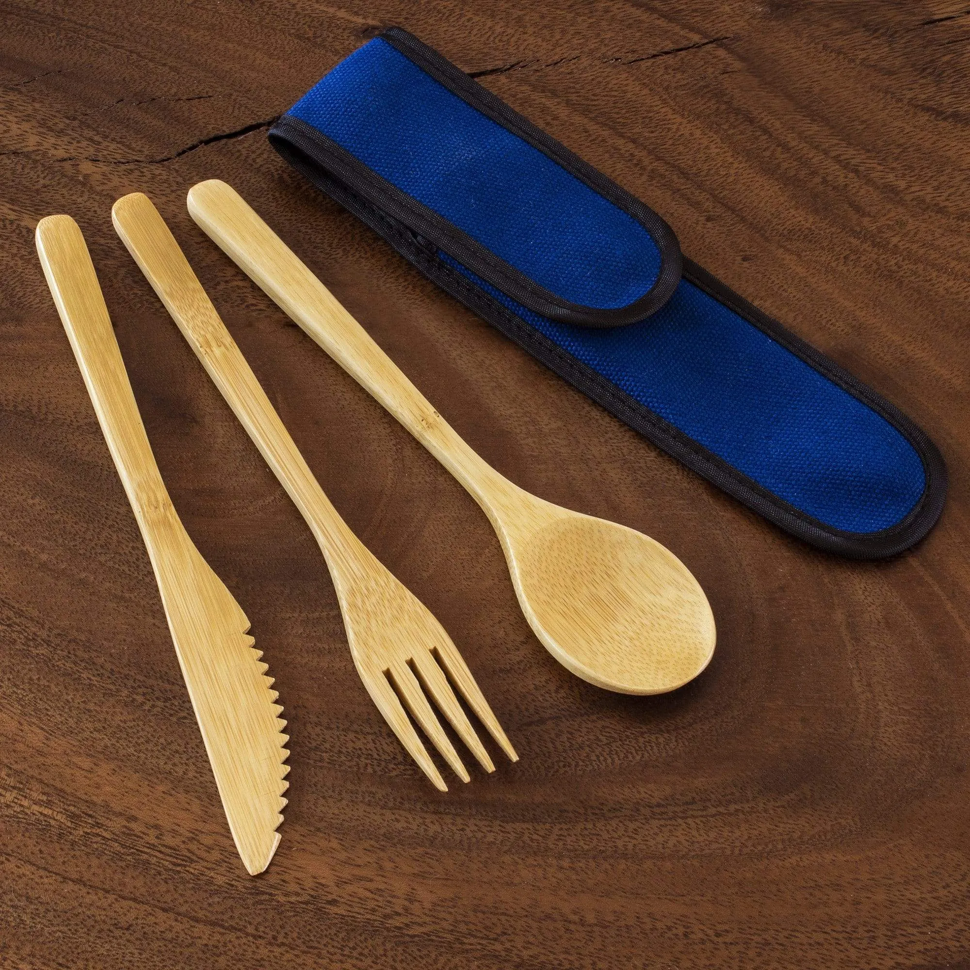 Take-Along Reusable Utensil Set with Blue Travel Case