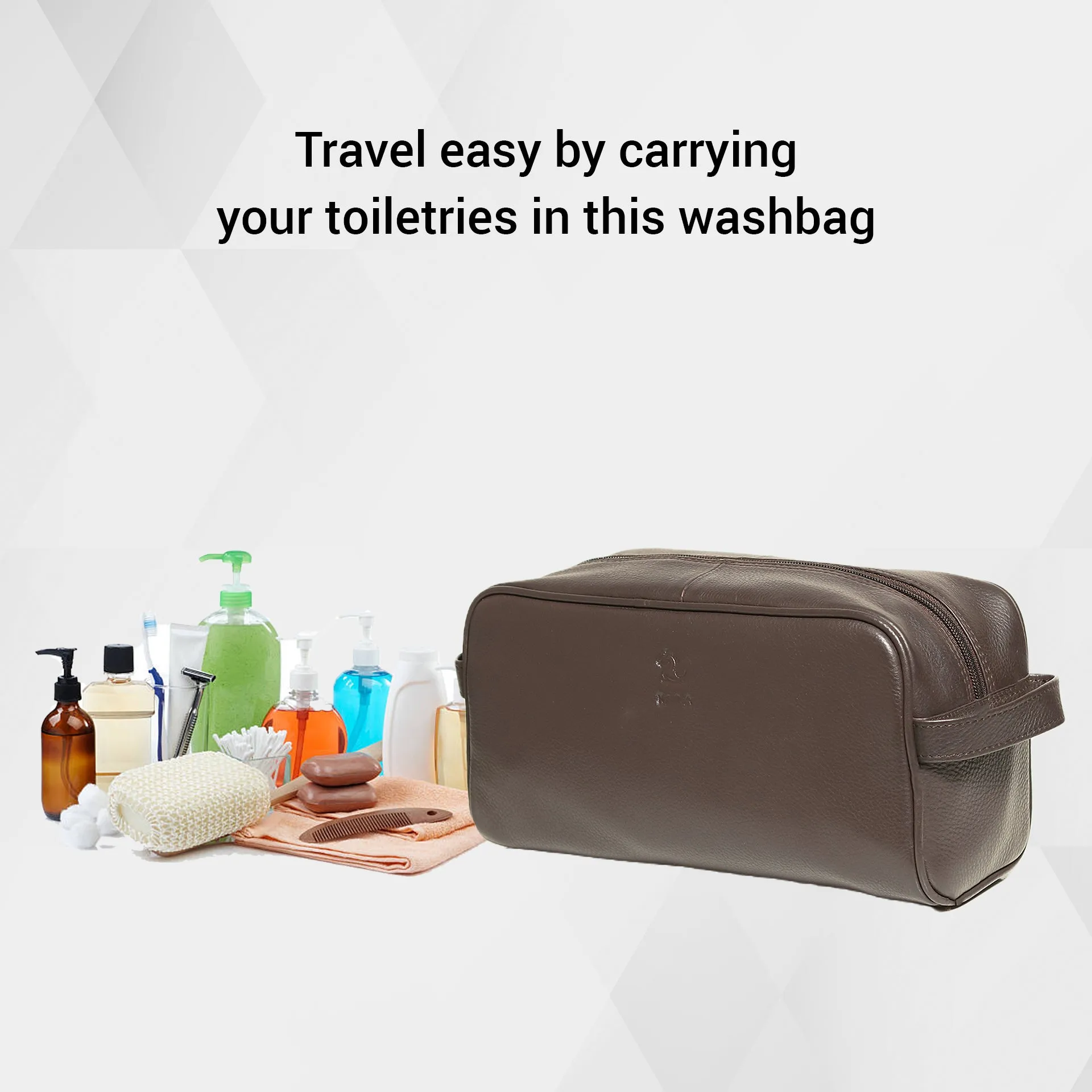 Ted Tan Leather Wash Bag for Men