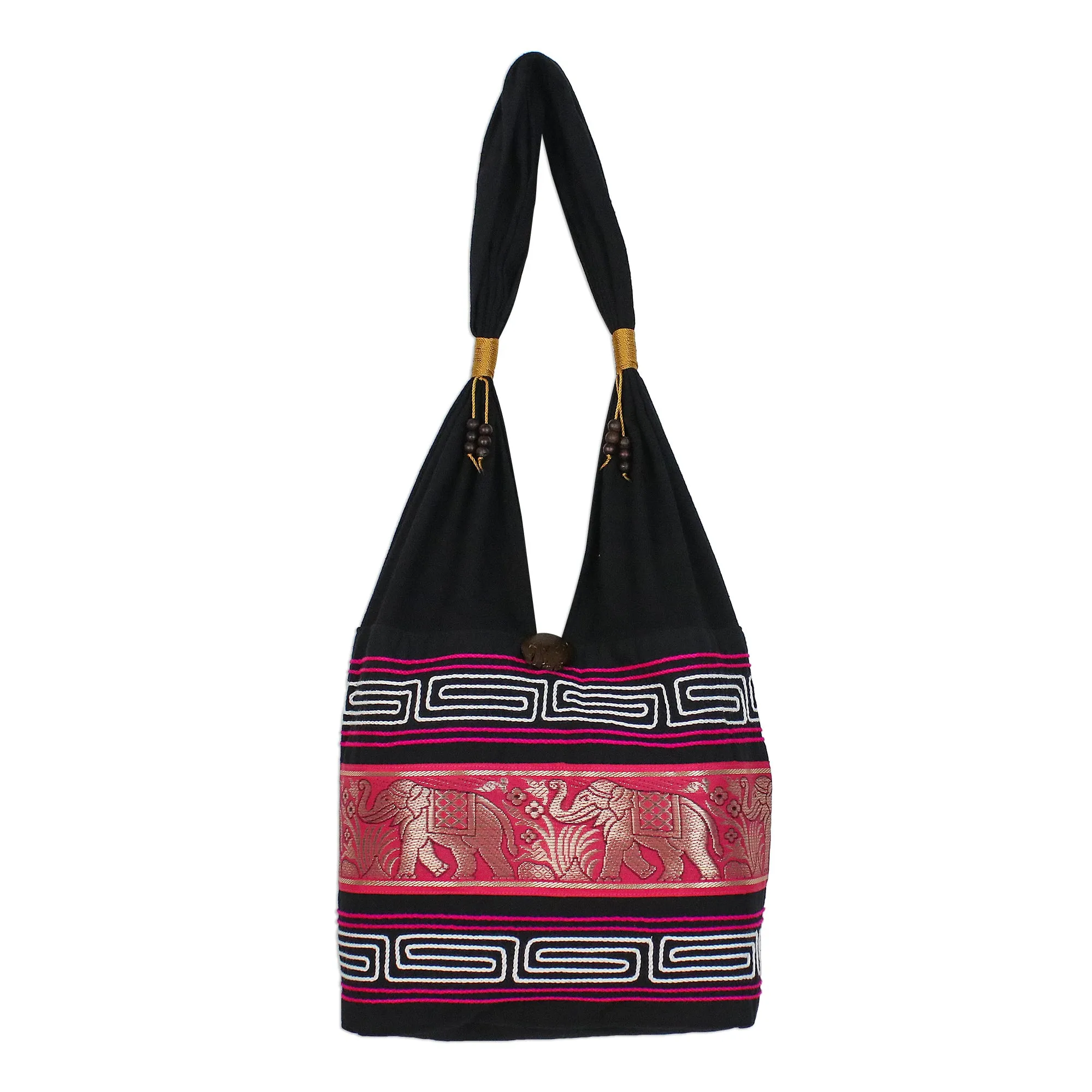 Thai Elephants in Ruby Shoulder Bag