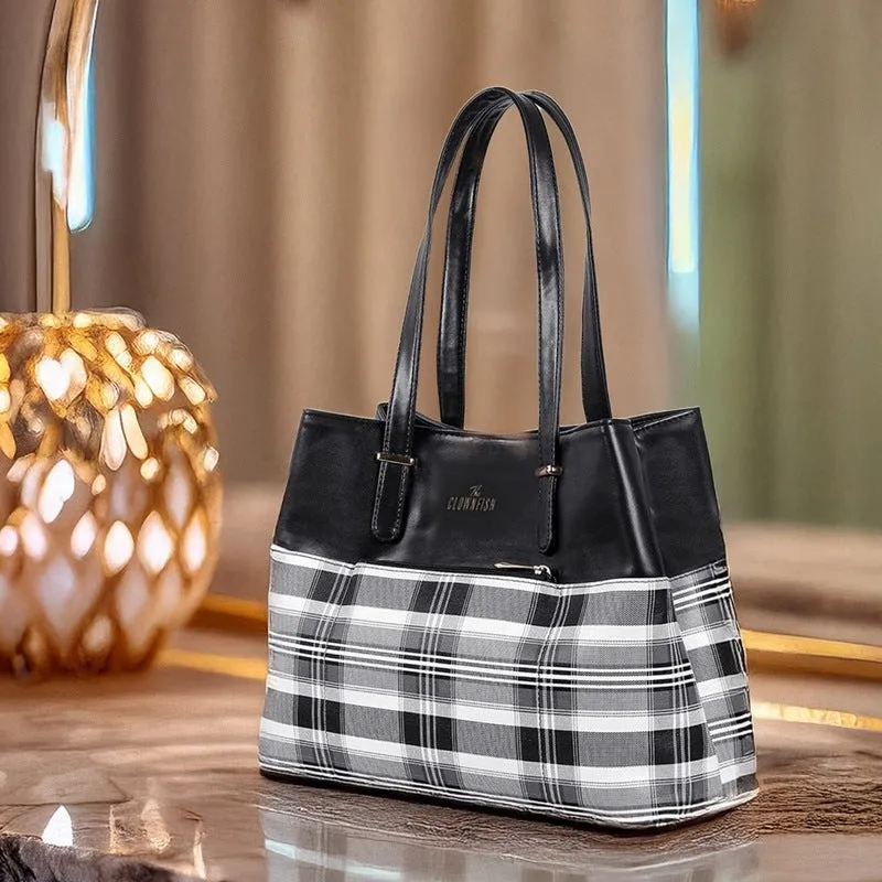 The Clownfish Gloria Series Handbag - Premium Faux Leather | Shoulder & Tote Bag | 15L Capacity | Gloria Black