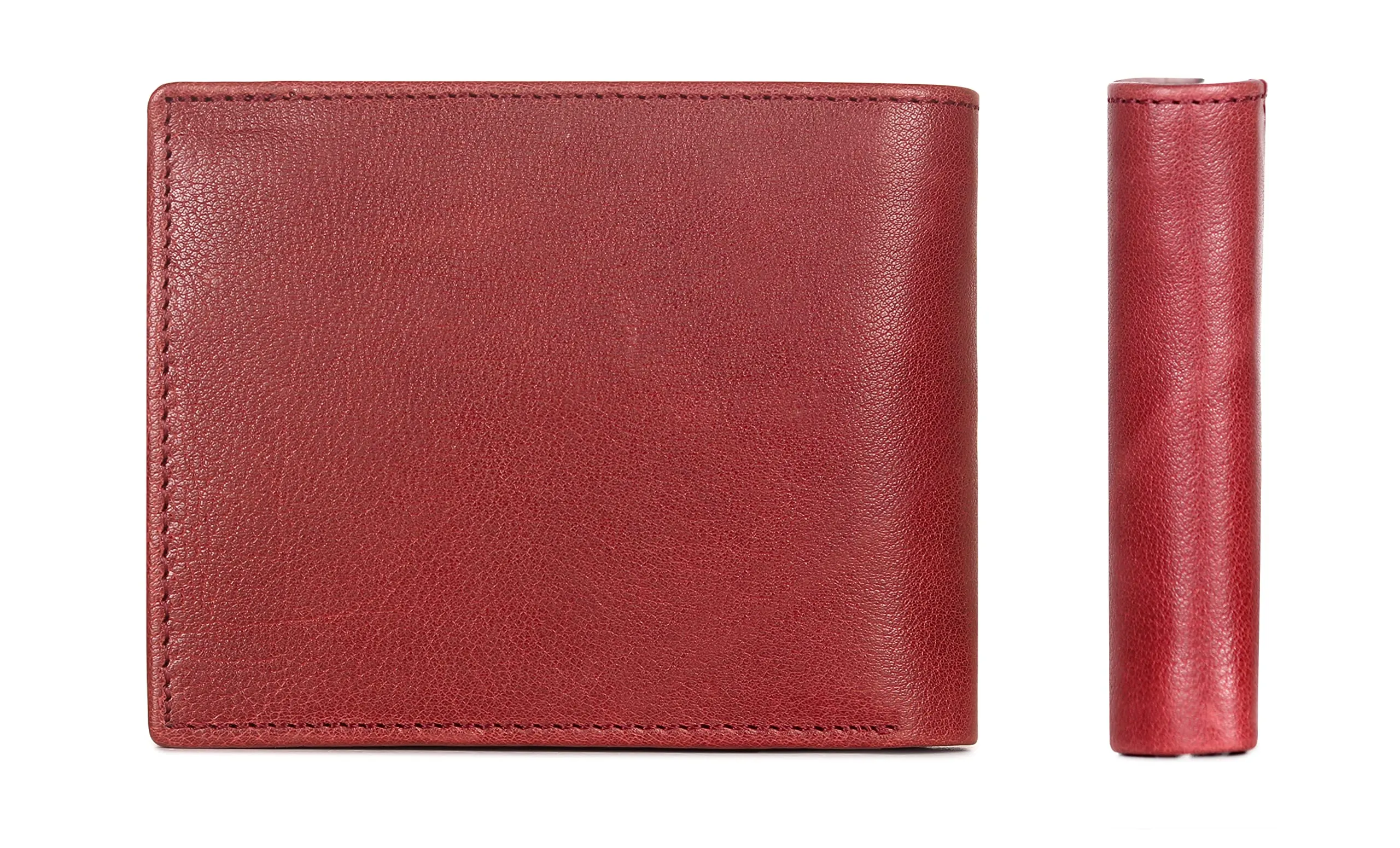 THE CLOWNFISH RFID Protected Genuine Leather Bi-Fold Wallet for Men with Multiple Card Slots & ID Window (Maroon)