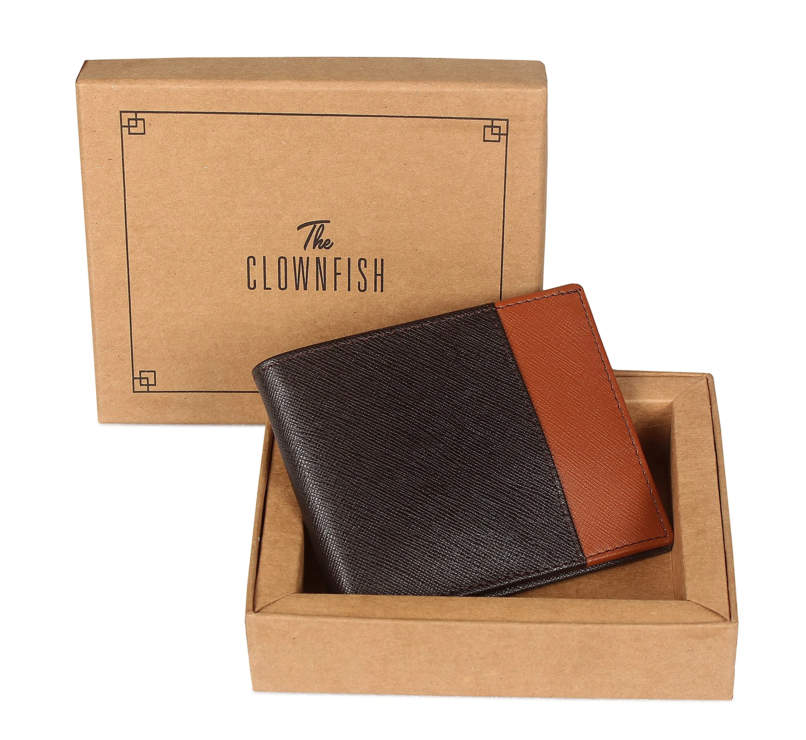 THE CLOWNFISH RFID Protected Genuine Leather Bi-Fold Wallet for Men with Multiple Card Slots (Dark Brown)