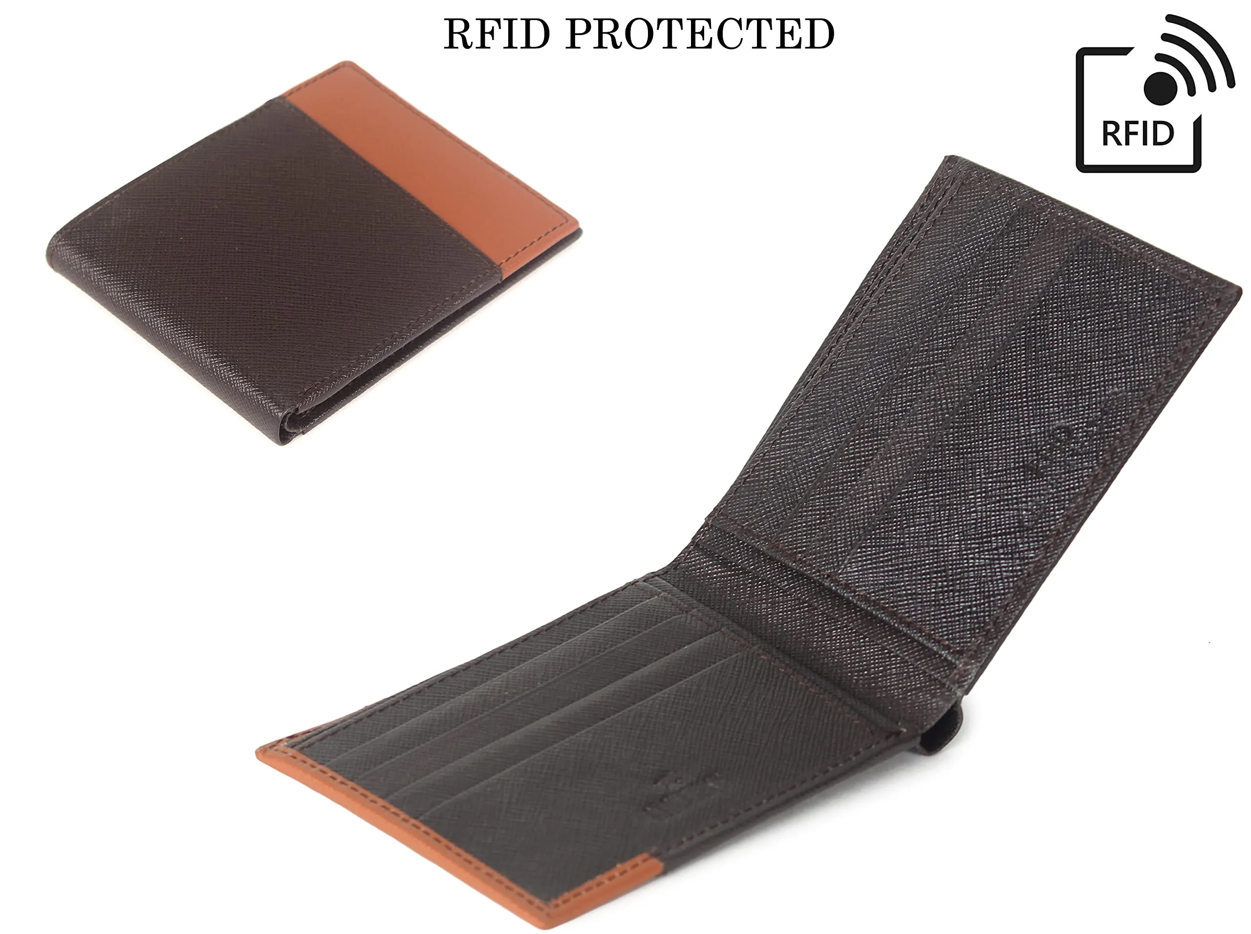 THE CLOWNFISH RFID Protected Genuine Leather Bi-Fold Wallet for Men with Multiple Card Slots (Dark Brown)