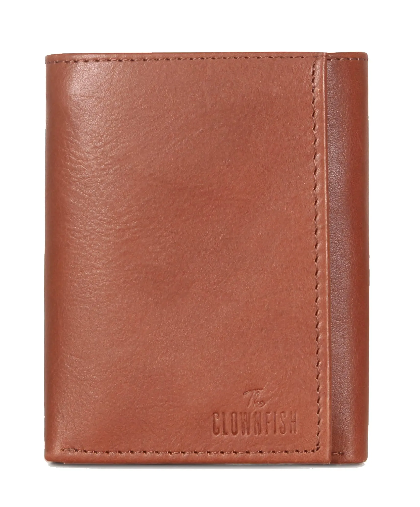 THE CLOWNFISH RFID Protected Genuine Leather Tri-Fold Wallet for Men with Multiple Card Slots & ID Window (Ginger Brown)