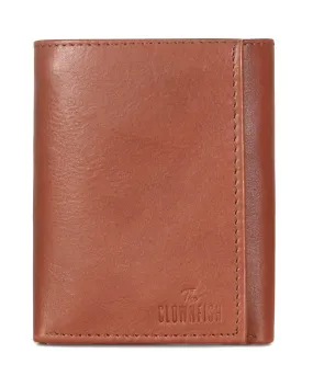 THE CLOWNFISH RFID Protected Genuine Leather Tri-Fold Wallet for Men with Multiple Card Slots & ID Window (Ginger Brown)