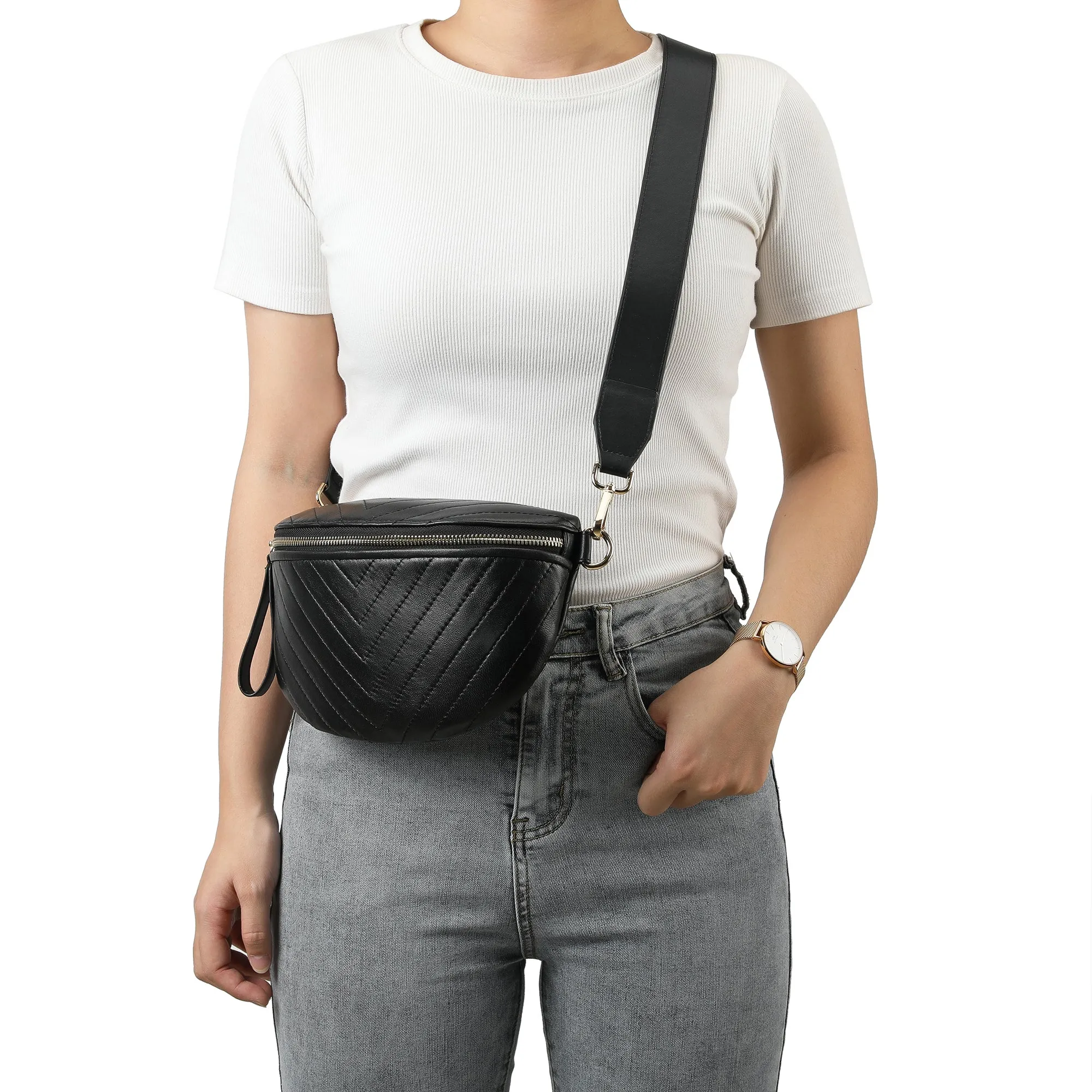 Tiffany & Fred V-Shape Quilted Leather Fanny Pack