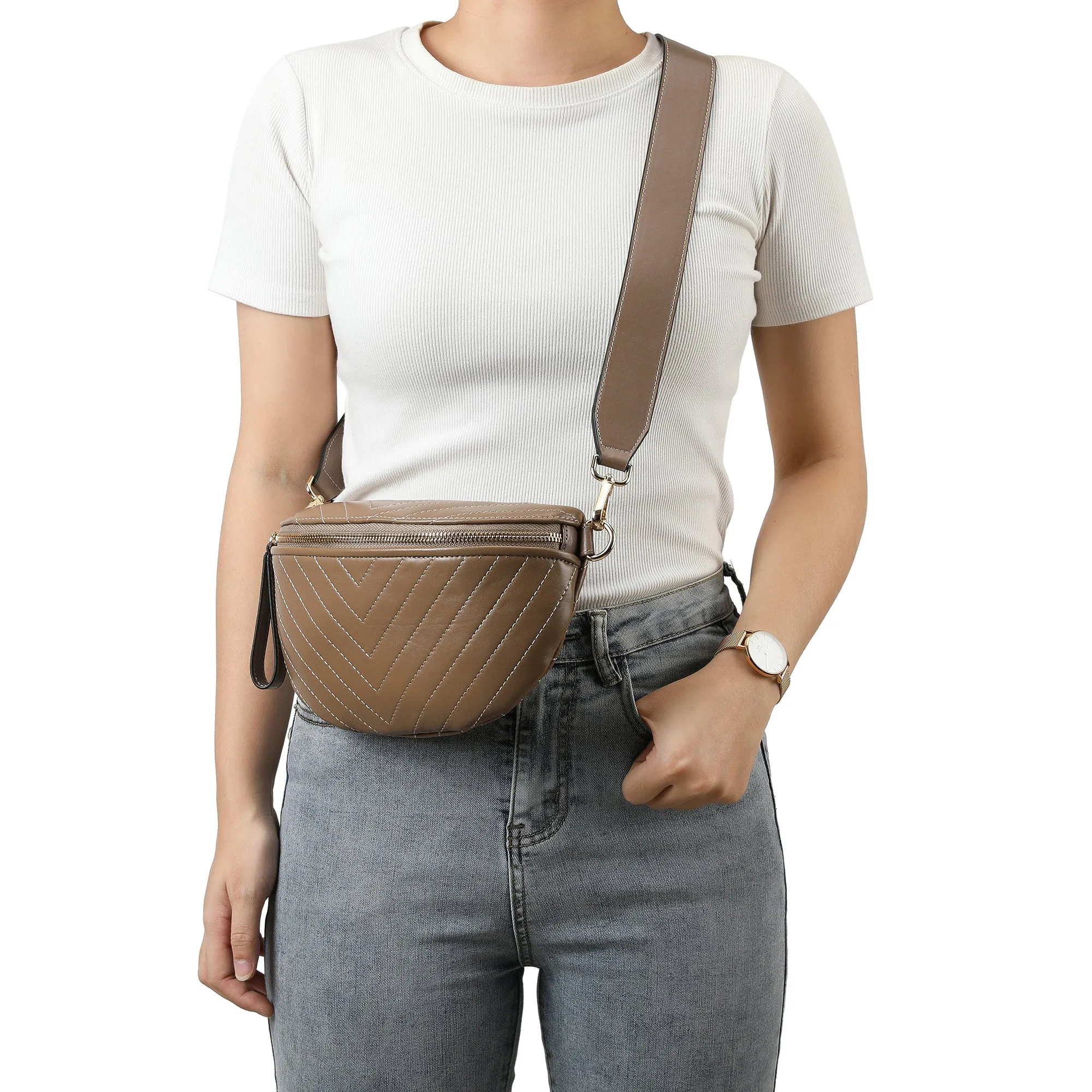 Tiffany & Fred V-Shape Quilted Leather Fanny Pack