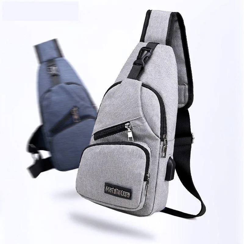 Travel Sling Shoulder USB Charge Chest Bag Men Casual Multifunction Waterproof Crossbody Bag Women Short Trip Unisex Women Bag