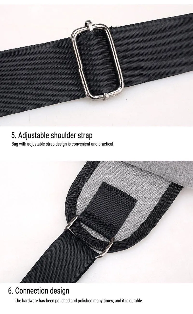 Travel Sling Shoulder USB Charge Chest Bag Men Casual Multifunction Waterproof Crossbody Bag Women Short Trip Unisex Women Bag