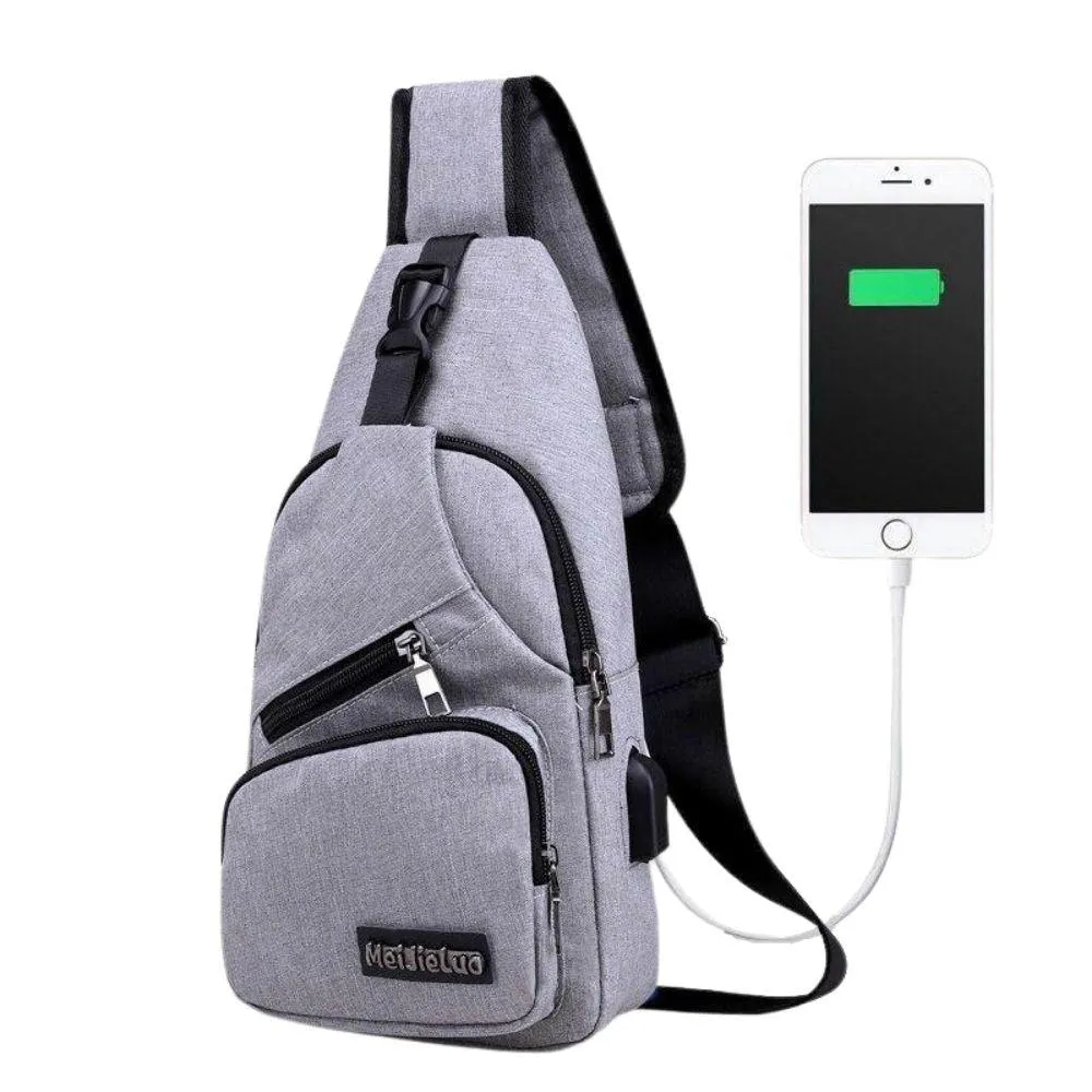 Travel Sling Shoulder USB Charge Chest Bag Men Casual Multifunction Waterproof Crossbody Bag Women Short Trip Unisex Women Bag