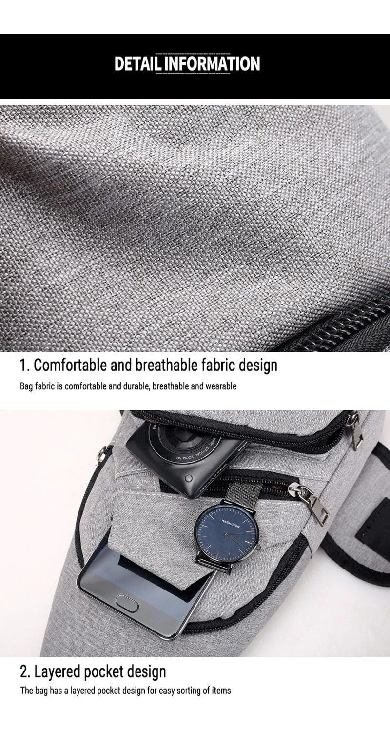 Travel Sling Shoulder USB Charge Chest Bag Men Casual Multifunction Waterproof Crossbody Bag Women Short Trip Unisex Women Bag