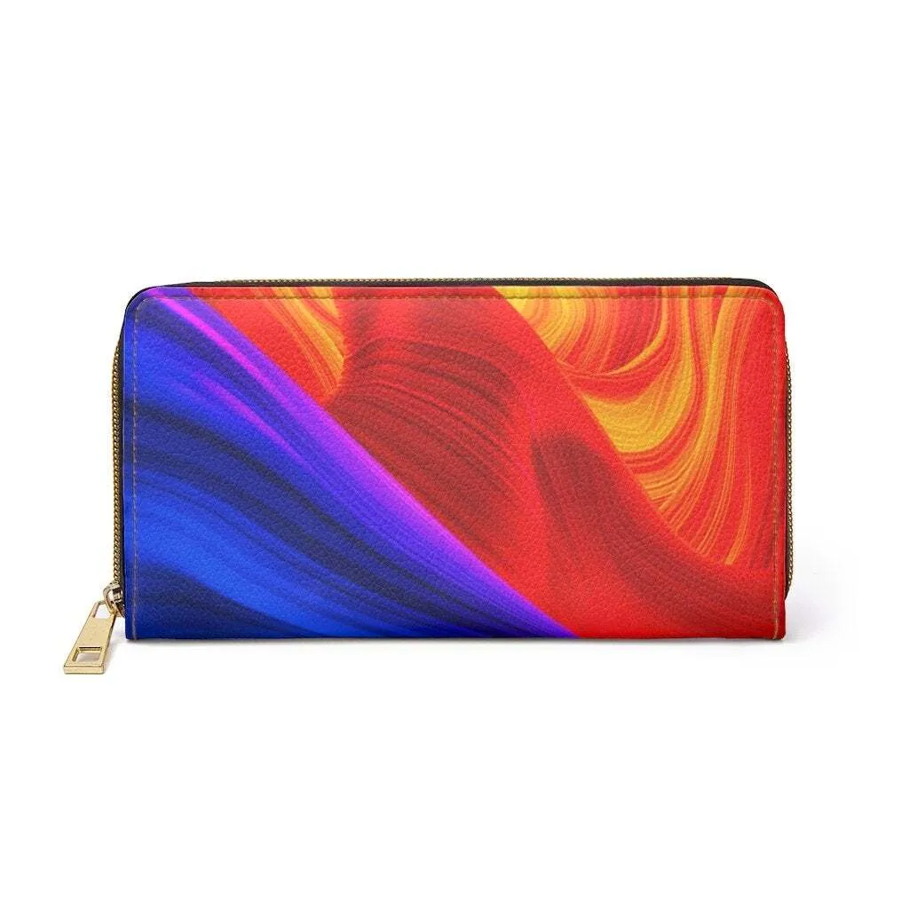 Uniquely You Womens Wallet - Zip Purse / Blue & Red  Swirl