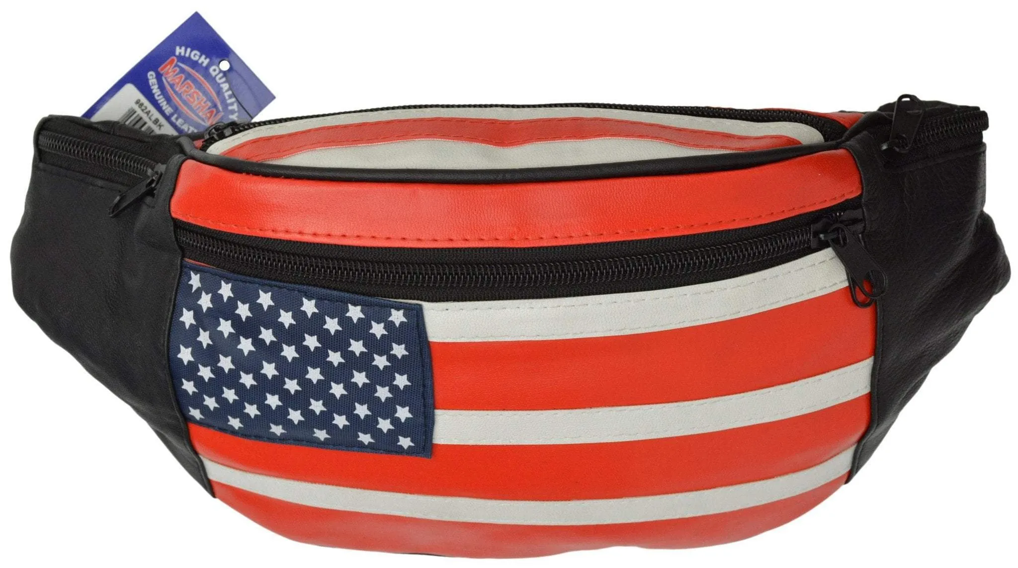 USA Flag Leather Waist Fanny Pack Belt Bag Pouch Travel Hip Purse Men Women 962 AL