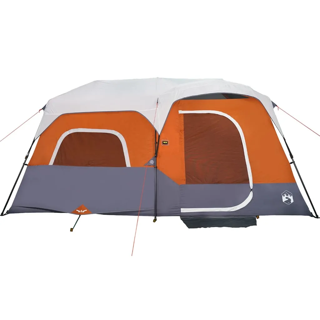 vidaXL Family Tent with LED 9-Person Light Grey and Orange Quick Release