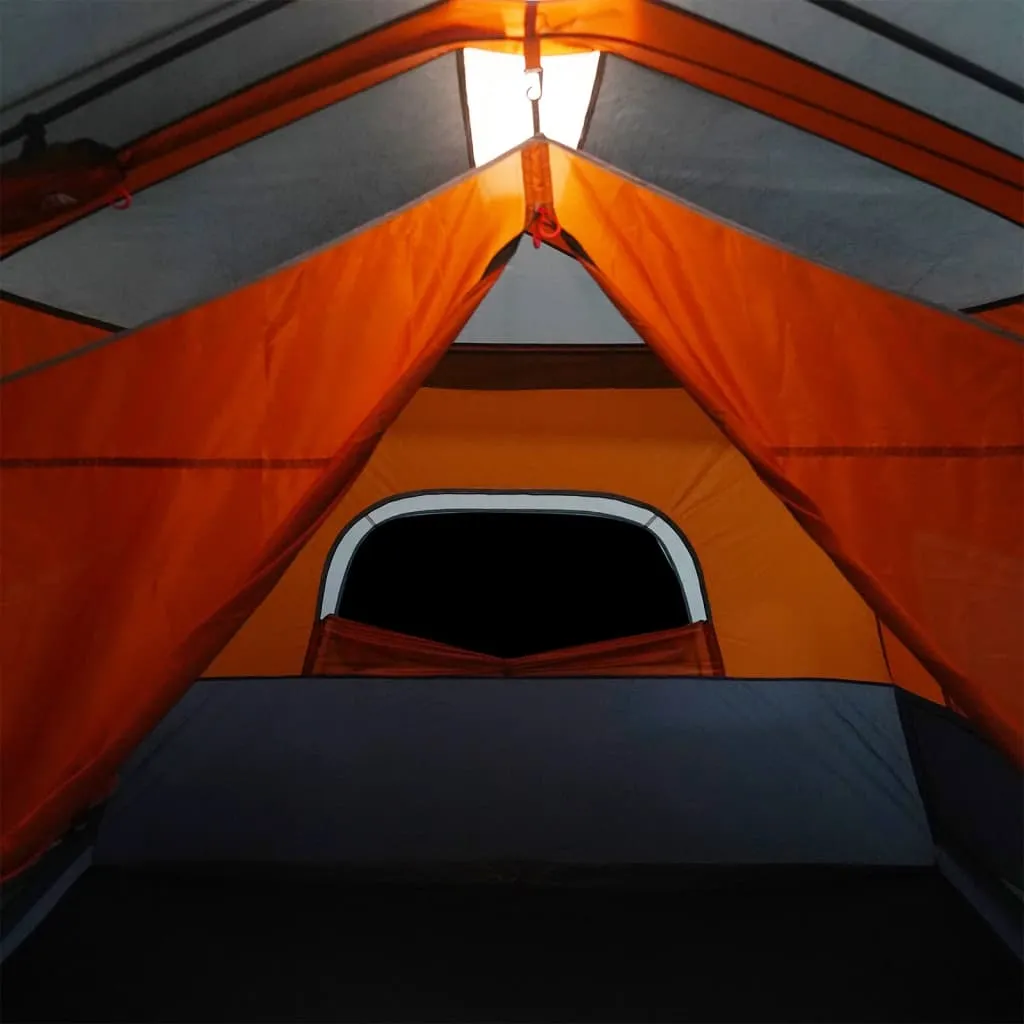 vidaXL Family Tent with LED 9-Person Light Grey and Orange Quick Release