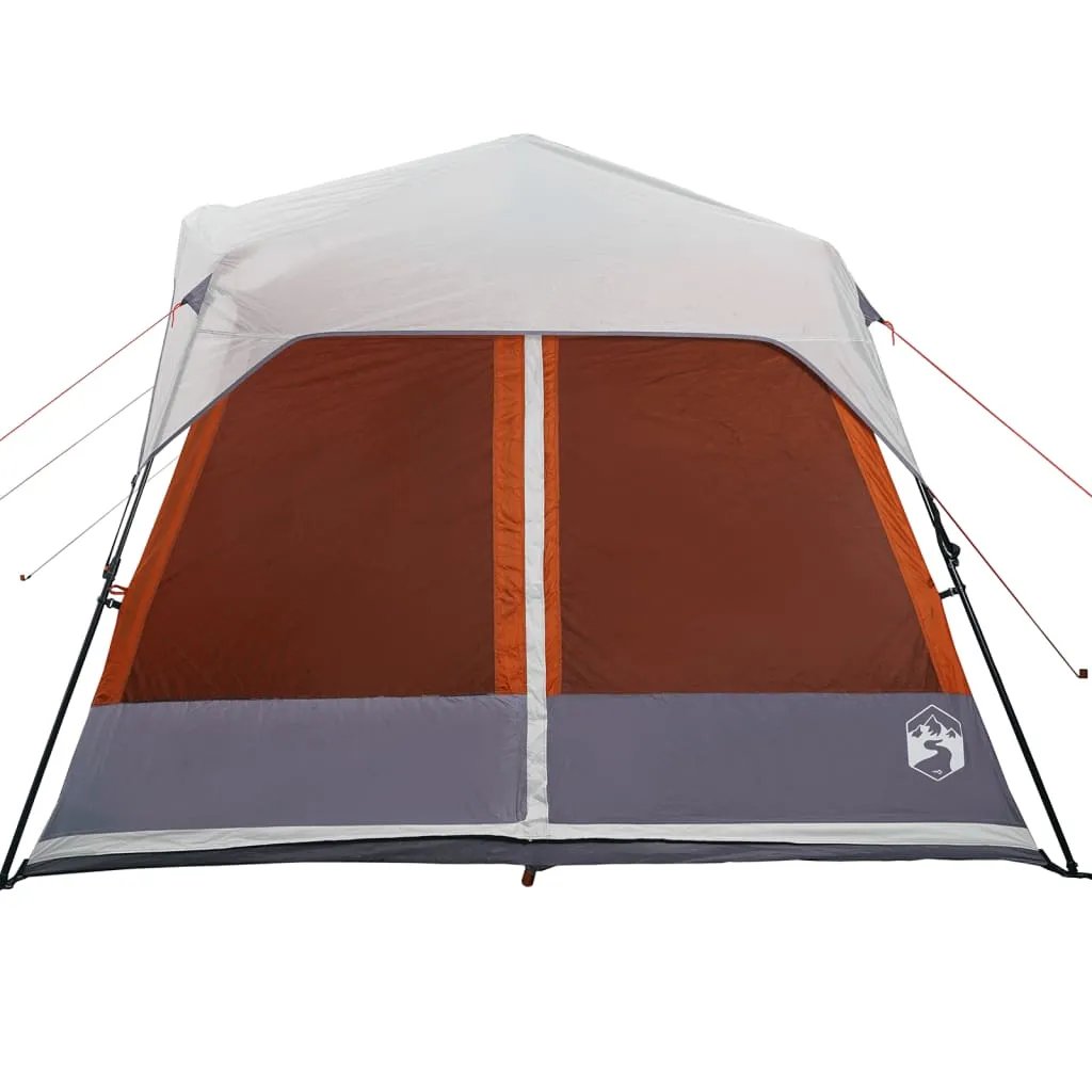 vidaXL Family Tent with LED 9-Person Light Grey and Orange Quick Release