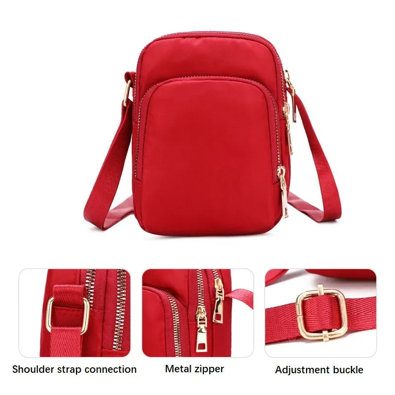 Womens Mini Waterproof Nylon Shoulder Crossbody Zipper Bag