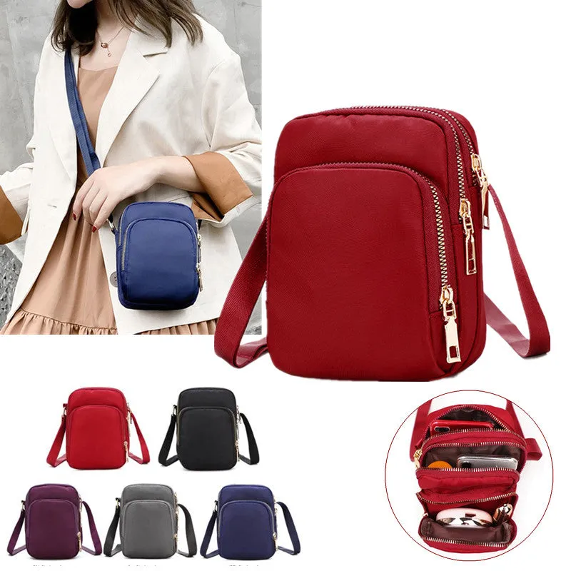 Womens Mini Waterproof Nylon Shoulder Crossbody Zipper Bag